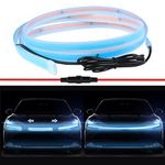 Chemini Hood LED Light Strip 60Inch Ice-blue Scan Car Hood Light Led Daytime Running Light Strip Flexible Headlight Hood LED Bar Decoration Light for Cars, SUVs, Trucks