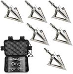 Gracfulcub 6-Pack Broadheads 100 Grain Stainless Steel Fixed Blade, Crossbow Broadheads for Archery Hunting for Crossbow and Compound Bow
