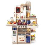 Kids Play Kitchen Set with Accessories, Pretend Cooking Toy Kitchen with Oven, Sink, Stove & Storage, Montessori Role Play Kitchen Toy for Toddlers Boys & Girls