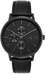 A｜X ARMANI EXCHANGE Men's Leather Watch, Color: Black/Black (Model: AX2719)