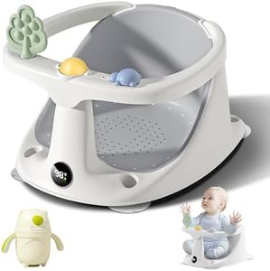 Coldew Baby Bath Seat for Babies 6 Months & Up, Non-Slip Toddler Bath Seat for Baby Sitting Up, Safe Baby Bath tub Seat with Suction Cups, Soft Cushion, Baby Bath Chair Gray