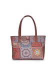 ZOUK Multicolor Mandala Printed Jute Handcrafted Vegan Leather Multicolor Mother's Bag| Diaper Tote Bag