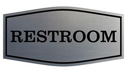 All Quality Fancy Restroom Sign (Brushed Silver) - Medium