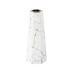 10inch White Gold Finish Marble Ceramic Flower Vase Home Decor Vase and Table Centerpieces Vase for Friends and Family, Christmas, Wedding, Bridal Shower