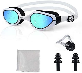 PHELRENA Swim Goggles, Anti Fog,No Leaking,UV Protection,Shatter-Proof, Clear Wide Vision Triathlon Swim Goggles