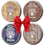 Viking Revolution - Beard Balm - 4 x 28 g Variety Pack - Sandalwood, Pine & Cedar, Bay Rum, Clary Sage - Beard Wax For Men - Styles, Strengthens & Softens - Gifts for Men