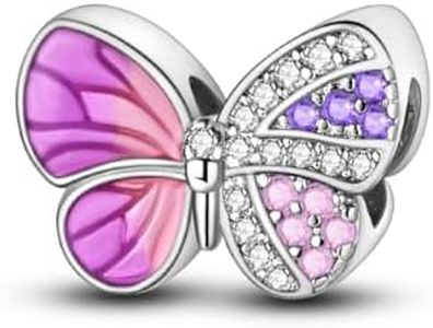 NARMO Braccialetti di Fascino per le Donne 925 Charms in Argento Sterling per Braccialetti Rosa Viola Doppio Colore Farfalla Charm