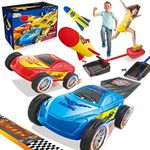 Springflower 2 in 1 Car and Rocket Dueling Launch Toys for Kids, 2 Launcher with 2 Air Powered Cars and 6 Rockets,Fun Outdoor Toy,STEM Gift for Boys & Girls Age 3, 4, 5, 6, 7, 8+ Years Old