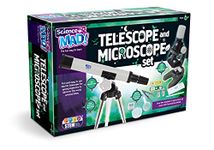 Science Mad SM60 Combo Set for Kids-Fun and Easy Starter 15x Telescope with Tripod and Stand + 100x Magnification Microscope, 6+ Years