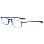 AEC EasyRider Blue Light Blocking BlueRazr Lenses Rectangular Reading Glasses with Neck Rest & Pocket Clip (Blue, +1.00)