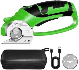 SakerPlus Cordless Electric Scissors,4V Rechargeable Cardboard Box Cutter Heavy Duty Fabric Scissor with Safety Lock & LED Light,Power Rotary Cutter for Leather Carpet Plastic Cutting,Sewing,Crafting