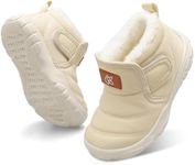 QFH Unisex-Child Cold Weather Boots Slip On Shoes Toddler Boots Hook and Loop Toddler Shoes Pre Walkers Shoes for Babies Beige 6-12 Months Infant
