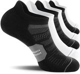 CS CELERSPORT 6 Pack Men's Running Ankle Socks with Cushion, Arch Suppport Athletic Low Cut Tab Socks, Black/White, Small