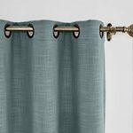 ChadMade 50W x 96L Inch Dark Grey Linen Polyester Curtain Drapes with Blackout Lining, Room Darkening Antique Bronze Grommet Curtain for Sliding Glass Door Patio Door Living Room (1 Panel)