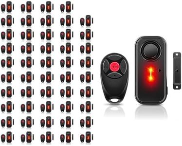 Greencycle Door Alarm with Remote,Door Alarms for Kids Security,Pool Safety Alarms for Doors and Windows,113dB,Alarm/Doorbell Mode,IP66 Waterproof Home Security Sensor Outdoor Garage Apartment, 50PC