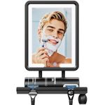Heated Shower Mirror Fogless for Shaving (Gen 3) - 3 Colors Stepless Dimmable Lights, Anti-Fog Shaving Mirror with Razor Holder, No-Drilling, Removable - Black