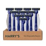 Harry's Men's Disposable Razors, 3-Blade Razors with Lubricating Strip and Pivoting Head, 10 count