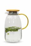 Signora Ware London Glass Borosilicate Glass Jug with Bamboo Lid|1800Ml|Refrigerator,Microwave&Dishwasher Safe|Heat Resistant|Wide Mouth for Easy Cleaning|Strong Handle|Ideal for Everyday Use|Clear