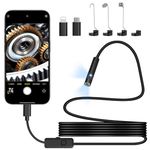 Endoscope Inspection Camera - 1920P Dual Lens Endoscope Snake Inspection Camera - Borescope for iPhone Android - Fibre Optic Drain Camera with 8 LED light 16.4FT Semi-Rigid Snake Cord IP67 Waterproof