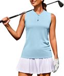 COOrun Womens Golf Shirt Collarless Polo Tank Tops with 1/4 Zip Sleeveless Athletic Tennis Shirts for Women