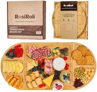 RosiRoli Charcuterie Board and Serving Set -Natural Bamboo Cheese Board Snack Tray Set with Magnetic - House Warming Gifts New Home, Wedding Gift for Couple, Bridal Shower Gift, Perfect for Party
