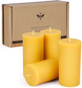 Beeswax Pillar Candles Set of 4, Smokeless Dripless Pure Beeswax Candle Set with Natural Scent for Room Decoration Prayer Party, Long Lasting Burn Time,1.89x3.86 inch,Brown Raw