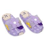 BabyMoo Waterproof Soft Slippers Anti-Skid Floral 3D Sliders Soft Comfortable Indoor & Outdoor Slippers Casual Wear Stylish Flip Flop Slides Girls Purple Age 4-5 Years