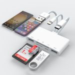 【Apple MFi Certified】 Multi 5-in-1 SD TF Memory Card Reader with SD/Micro SD/SDHC/SDXC/MMC，Lightning+Type C+USB A OTG Adapter for iPhone/iPad/Android/MacBook/PC/Tablet/Camera/Hard Disk/Flash Drive