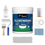 DWIL Tub and Tile Refinishing Kit - Odorless DIY Sink Bathtub Countertop Repair White Coating, Easy Cover Application, Refacing Bathroom Kitchen, Bathtub kit with tools, Semi-Gloss Light Grey