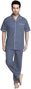 TATWAM Men's Cotton Solid Top And Pajama Set (5555_D Grey_M)., Medium