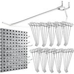 MAQIHAN 50PCS Pegboard Hooks for 1/8'' Boards - 6 inch Peg Board Tool Utility Hooks Silver Metal Pegboard Hooks Hanging Stainless Steel Display Wall Hooks Panneau Perforé Kit Storage Organizer Holder