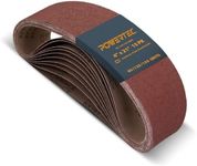 POWERTEC 15PK 4 x 21 Inch Sanding Belts for Belt Sander, 5 Each of 80, 120, 150 Grits, Aluminum Oxide Belt Sander Paper Assortment for Wood & Paint Sanding, Metal Polishing (110011)