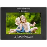 CustomGiftsNow The Love Between Sisters Engraved Anodized Aluminum Hanging/Tabletop Personalized Group Family Photo Picture Frame (4x6-inch Horizontal)