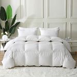 BPC Twin Size Down Comforter - Goose Duck Down Comforter with Filling Down and Feather and 100% Cotton Cover - Stand-Alone Down Comforter, rock grey