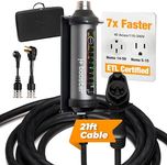j+ Booster 2 Level 2 EV Charger | Portable 40A Fast Charging Station for All Electric Vehicles Home Indoors or Outdoors (9.6 kW, 240V, EVSE, ETL Certified, NEMA 14-50, Wall Bracket, Carrying Case)