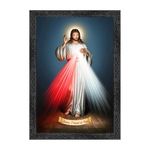 Dharvika Innovations Jesus Christ Photo with Frame/Jesus Photo Frame/Jesus Painting - 2323 (Black, 11×14 Inch)