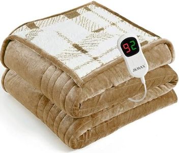 JKMAX Heated Electric Blanket Full Size - 72"x84" Flannel Heating Blanket with 10 Heating Levels & 5 Time Settings Over-Heat Protection, Winter Warmer for Adults with ETL Certification（Ivory）