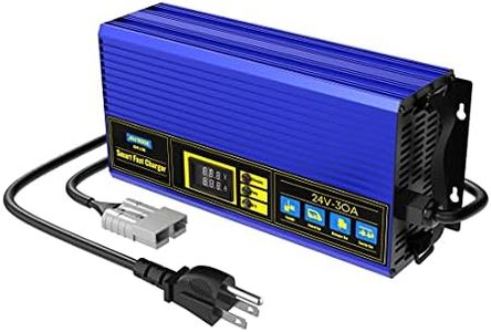 QPKING Automotive Battery Charger, 24V 30A Fully-Automatic Smart Charger, Automotive Battery Tester Analyzer for Forklift Club Car Golf Cart