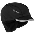 GripGrab Belgian Style Thermal Windproof Winter Cycling Cap Under Helmet MTB Road Gravel Bike Earflap Hat with Visor Black