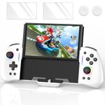 RREAKA Switch Controller for Nintendo Switch/OLED, One-Piece Switch Pro Controllers for Joycon, Handheld Switch Grip Remote with 8 RGB Colors, Adjustable TURBO, Dual Motor Vibration, Back Button White