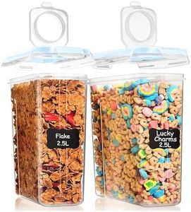 Shazo 2 Pack (15.4 Oz Cereal Capacity) Small Airtight Cereal Containers Storage with Lids, Perfect Space Saving BPA-Free Plastic Container, Pantry Organization and Canister for Rice, Sugar & Flour