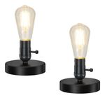 Vintage Table Lamp Base Licperron E26 E27 Industrial Vintage Desk Lamp with Plug in Cord On/Off Switch Bedside Lamp Holder for Home Lighting Decor 2 Pack