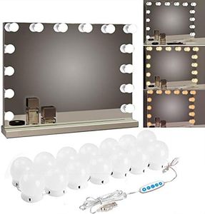 SICCOO Makeup Vanity Lights for Mirror, Hollywood Style LED Vanity Mirror Lights with 14 dimmable Bulbs, USB Cable, White