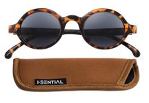 I-Sential Round Reading Sunglasses Tortoise Brown Frame Smoke Black UV400 Tinted Lens Sun Readers Mens Womens Retro Classic & Case +2.00