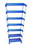 JENATIC Multipurpose Rack, Creta with Wheels (White & Blue) (7 STEP)