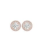 Jewelies Solitaire 925 Sterling Silver Single Line Halo Round Stud Earrings (B09RGYQ3P9) (PINK)