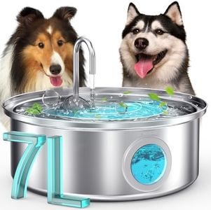oneisall Fontaine pour Chiens 7L, Fontaine pour Chats, Fontaine pour Chiens en Acier Inoxydable avec lumière LED, Pompe Ultra silencieuse avec Protection Contre Les surcharges, Filtration 5 Couches