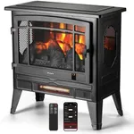 TURBRO Suburbs 25" WiFi Electric Fireplace Infrared Heater with Crackling Sound, Freestanding Fireplace Stove with Adjustable Flame Effects, Overheating Protection, Timer, Remote Control 1400W