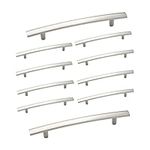 Aviano Modern Curved Subtle Arch Handle Pull (5" Hole Center, Satin Nickel)