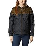 Columbia Women's Flash Challenger Lined Windbreaker, Black/Olive Green, X-Small